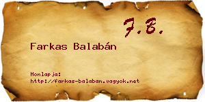 Farkas Balabán névjegykártya