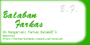 balaban farkas business card
